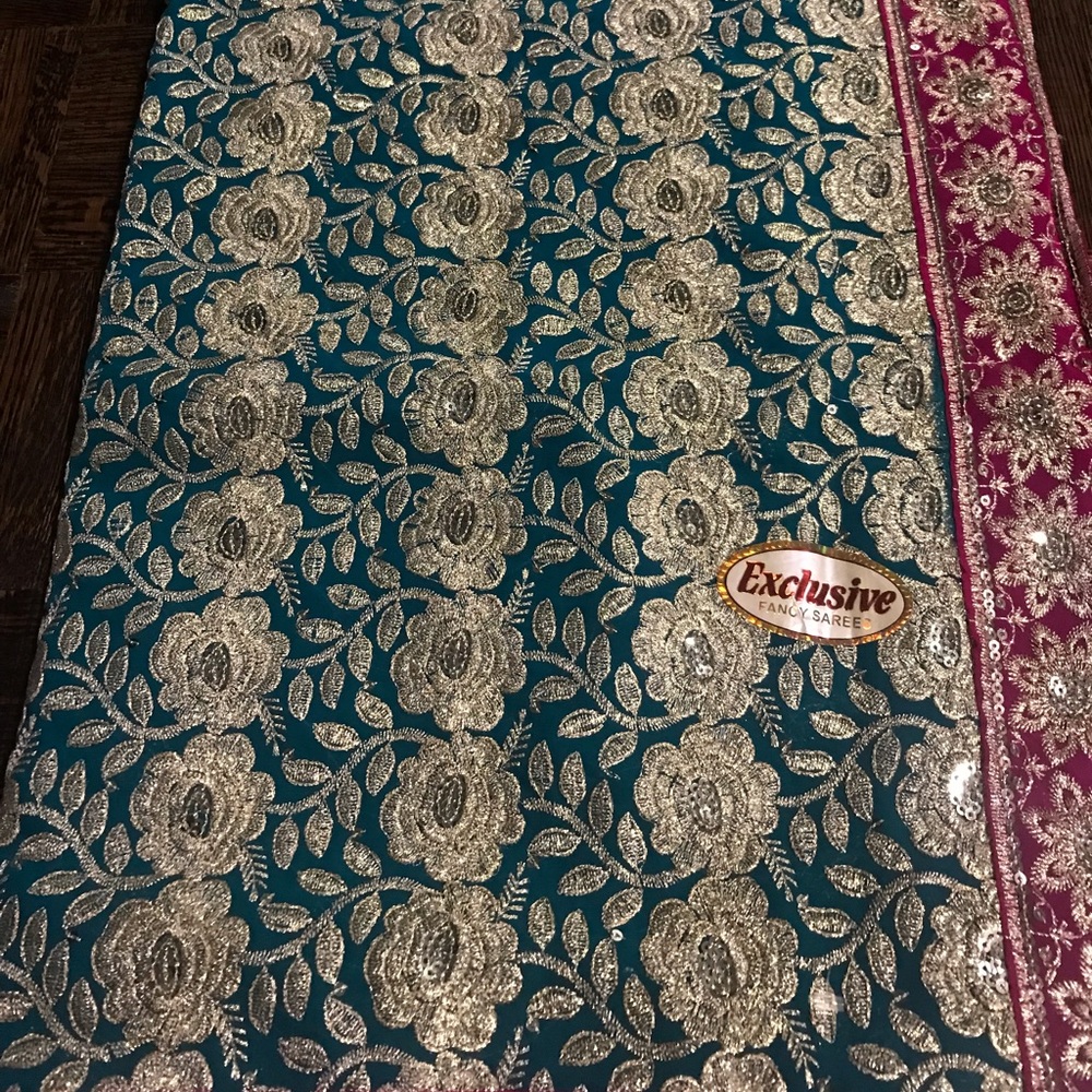 Bright Blue Saree